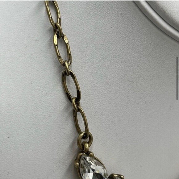 J. Crew Beautiful Raised Rhinestone Gold Tone Chain Statement Necklace - Picture 6 of 14